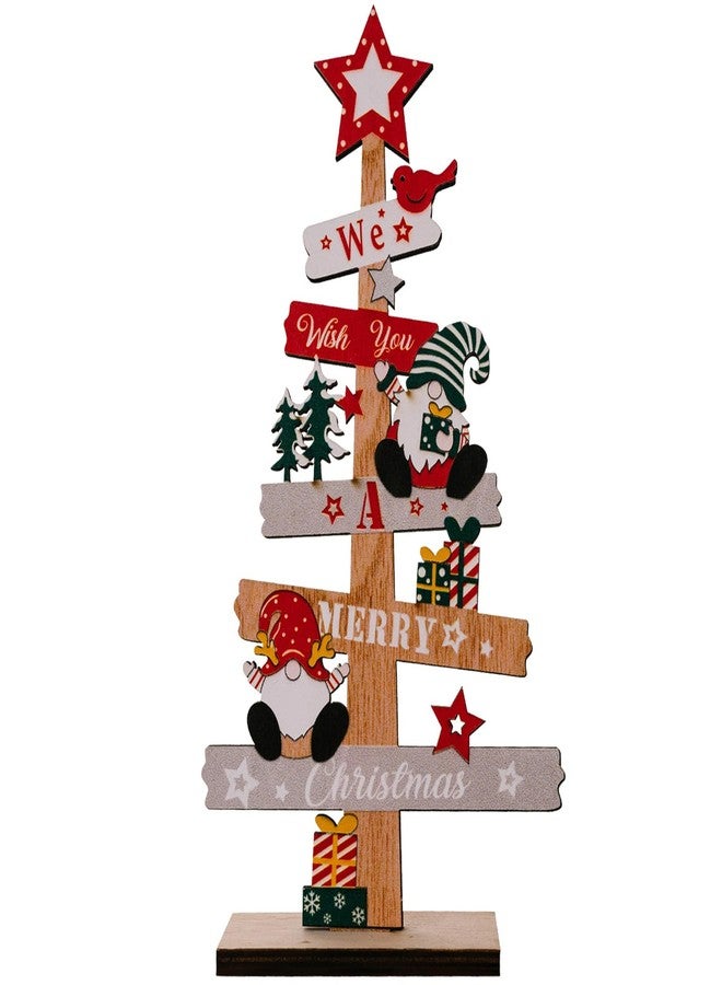 Anikoocory Christmas Tree Gnome Decorations for Home, Tabletop, Wooden Xmas Ornaments for Office Party Tiered Tray Desk Decor (We Wish You A Merry Christmas) - Image 1